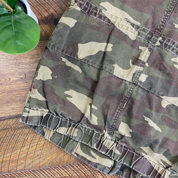 LEVI S Camo cargo oversized parka jacket bubble Trench canvas military coat - Picture 4 of 9